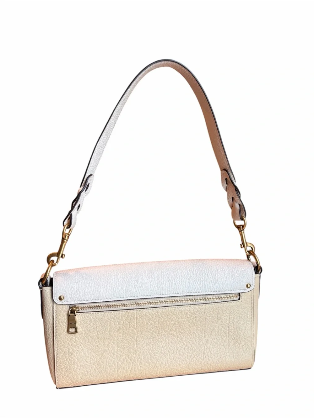 Coach Jade color block 2 way pebbled leather bag